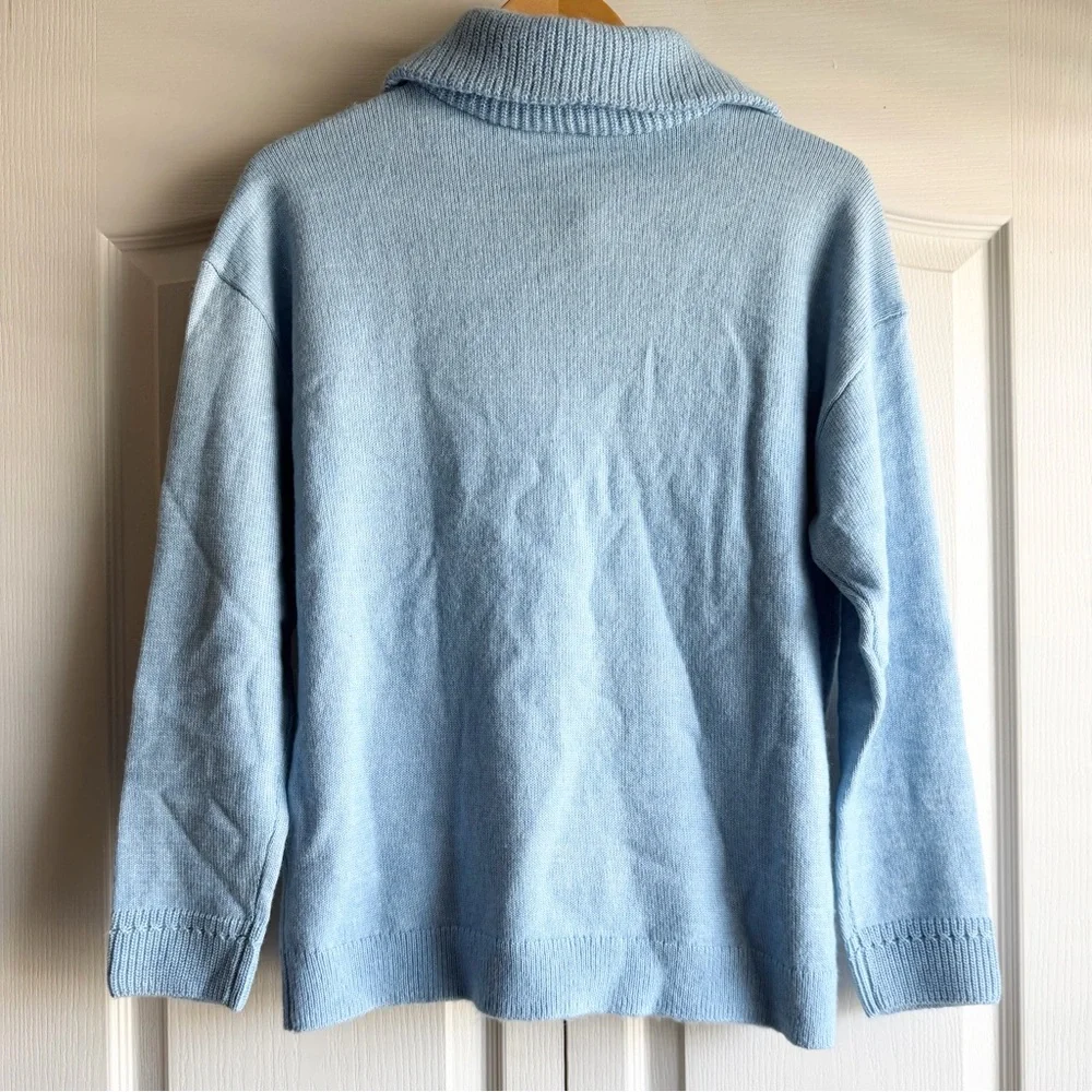 Talbots Sweater Breton Button Wide Collar Pullover - Picture 6 of 8